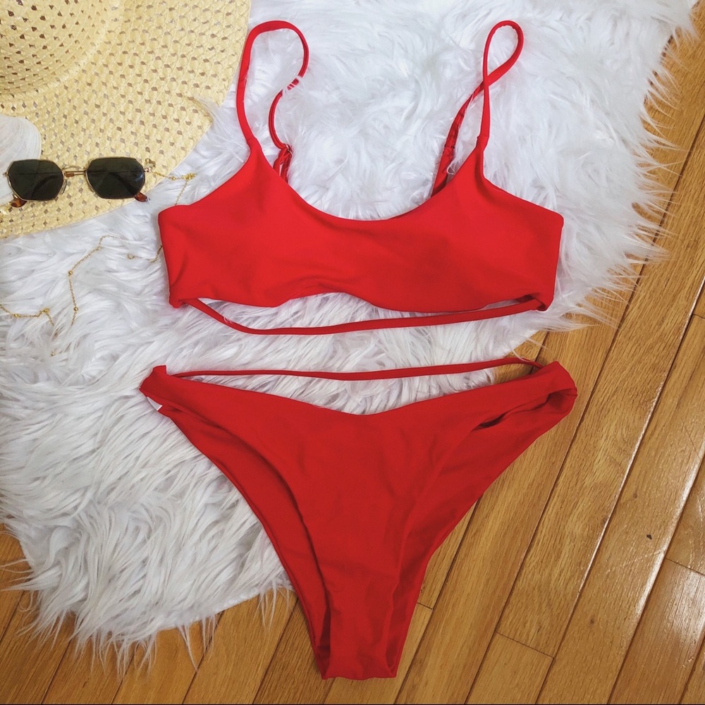Red Cutout / Strappy Bikini